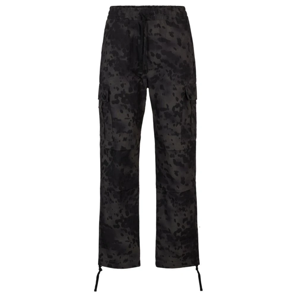 Hugo Boss Regular-fit cargo trousers in Dalmatian-print cotton 1