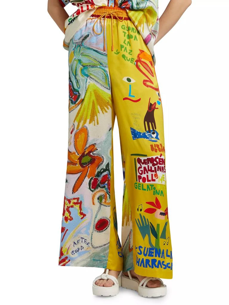 ALÉMAIS La Charrasca Printed Silk Wide-Leg Pants 3