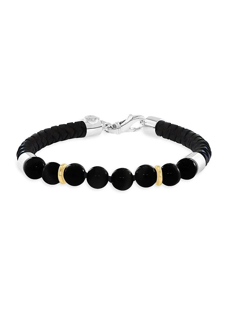 Saks Fifth Avenue Collection Sterling Silver, Leather & Black Onyx Bracelet new arrivals