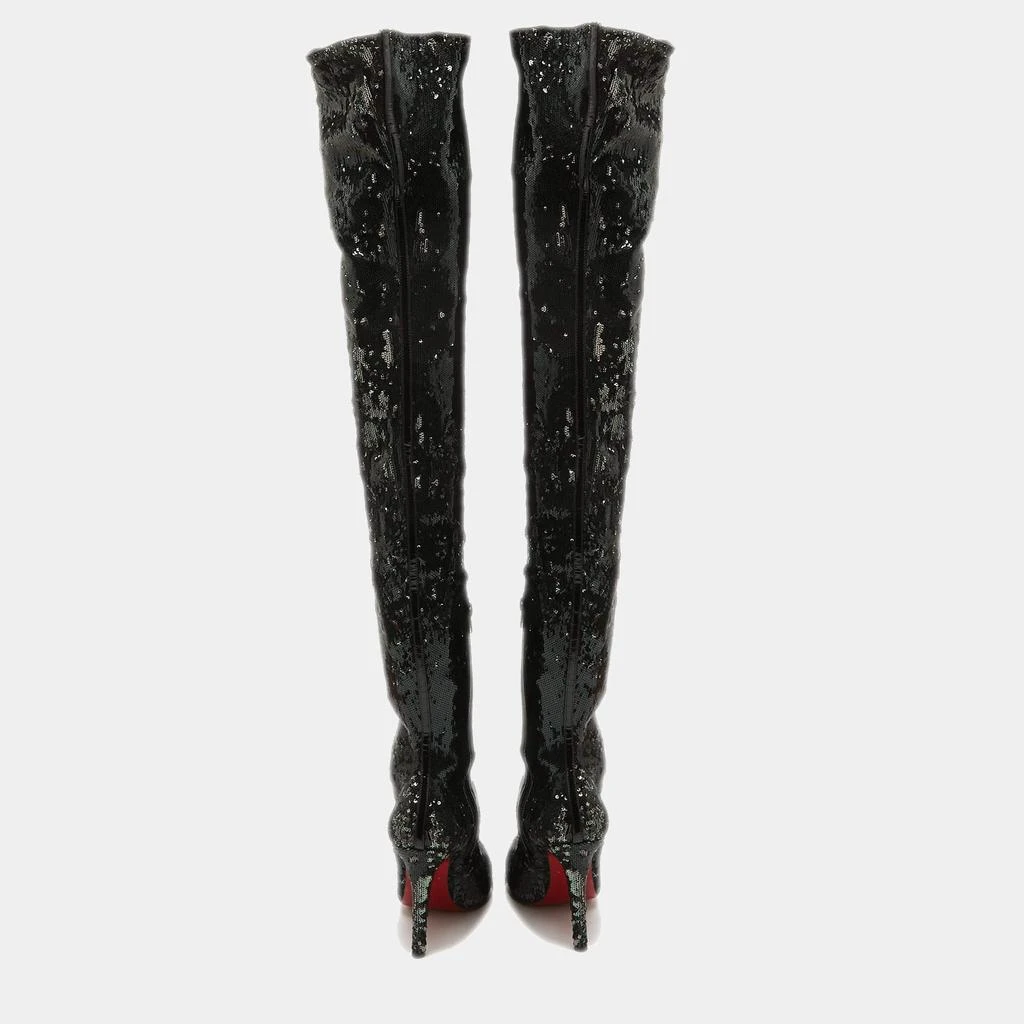 Christian Louboutin Christian Louboutin Black Sequins Louise 100 Thigh High Boots Size 37.5 5