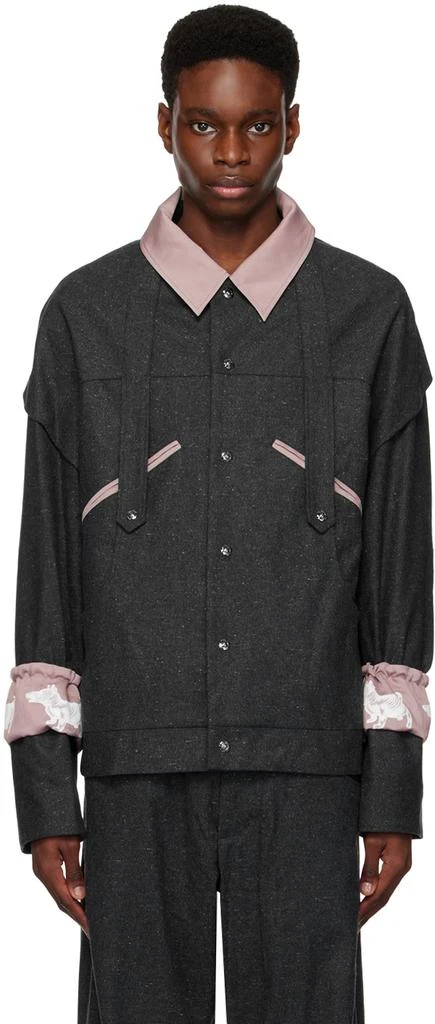 Kiko Kostadinov Gray & Beige Xolo Jacket 1