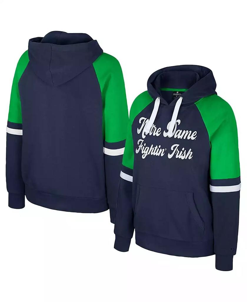 Colosseum Women's Navy Notre Dame Fighting Irish Oversized Colorblock Pullover Hoodie