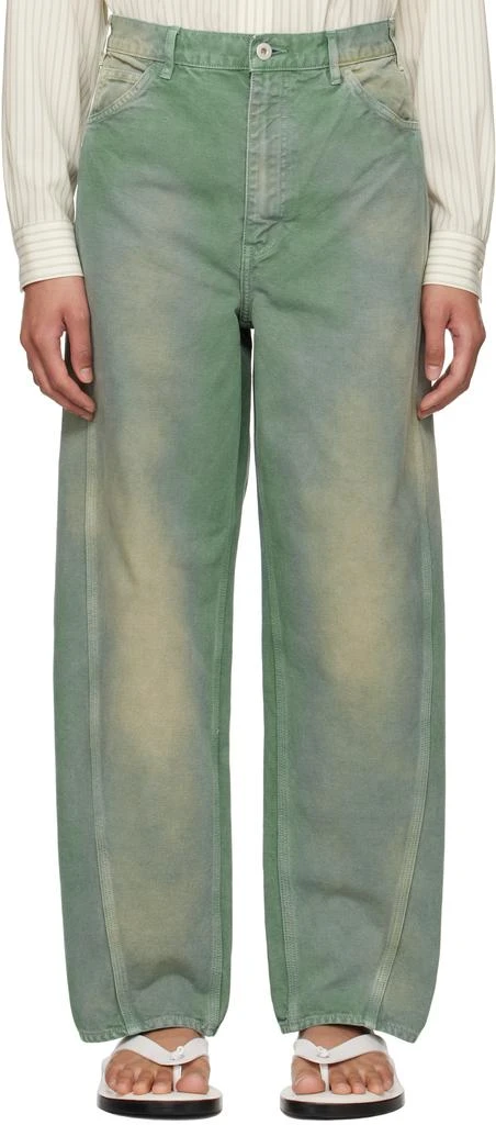 AURALEE Green Organic Cotton Duck Trousers 1