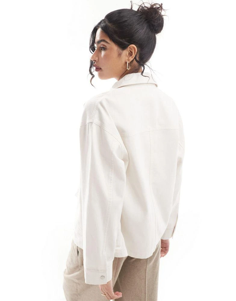 ASOS ASOS DESIGN cotton twill shacket with pocket in ecru 3