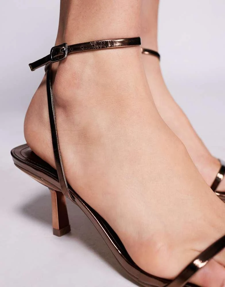 Public Desire Public Desire Natalya barely there square toe stiletto mid heels in bronze 3