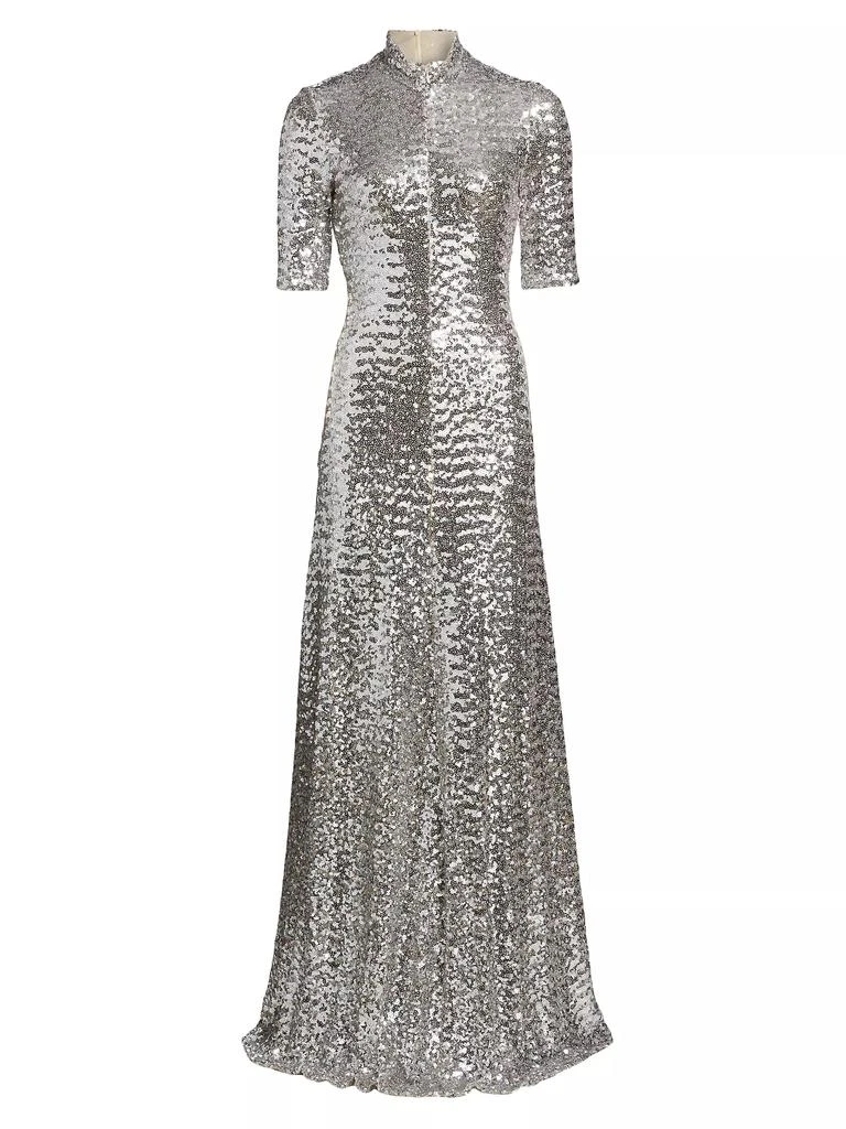 ROSETTA GETTY Sequined Turtleneck A-Line Gown 1