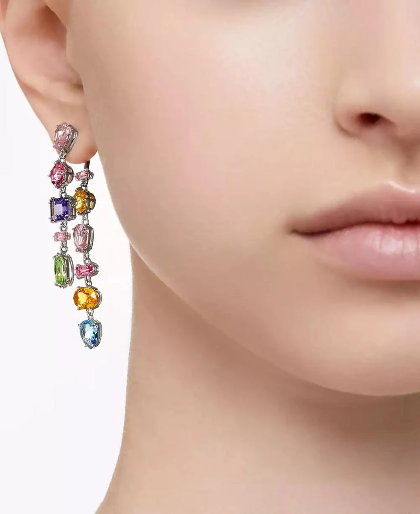 Swarovski Silver-Tone Crystal Mixed Cut Front & Back Asymmetrical Drop Earrings 6