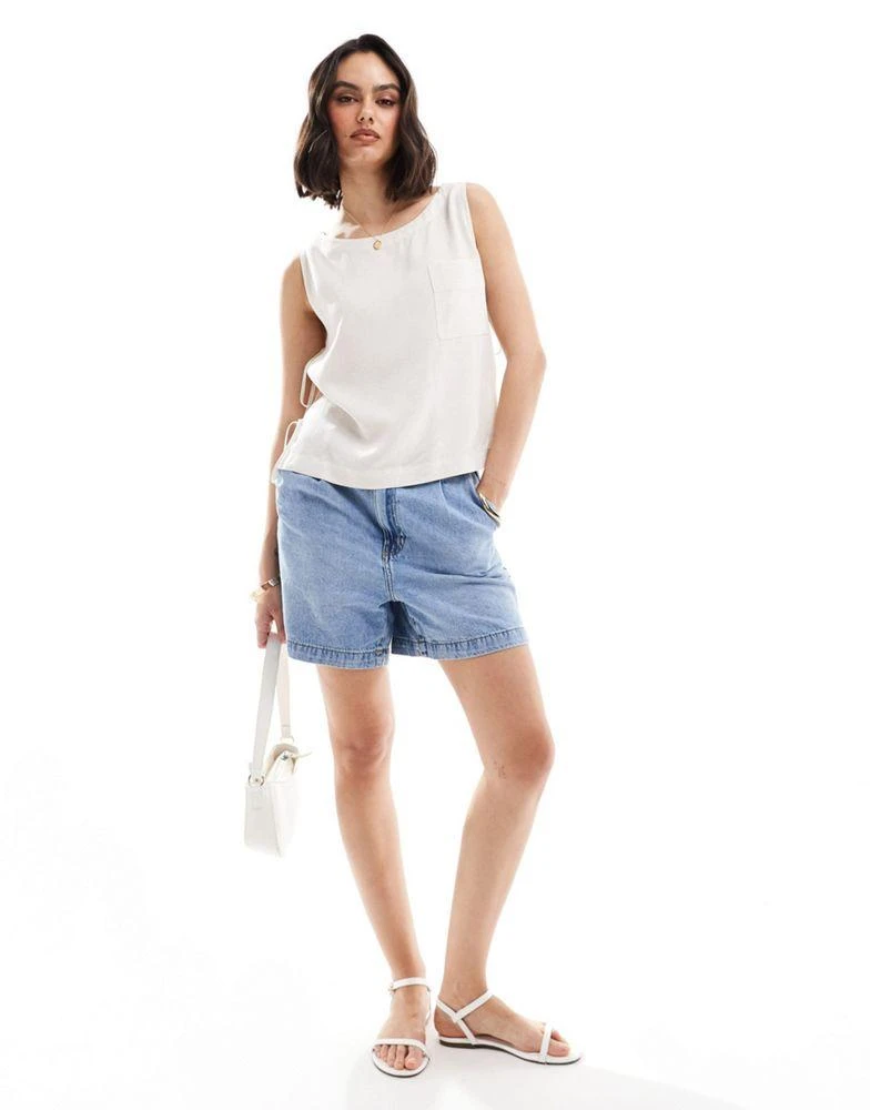 ASOS ASOS DESIGN linen sleeveless top with tie side details in natural 2