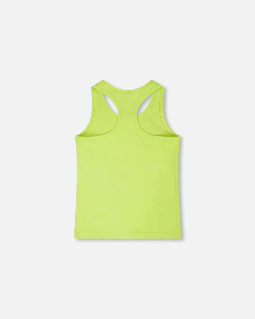 Deux par Deux Organic Cotton Jersey Tank Top Lime Green with Screen Print 3