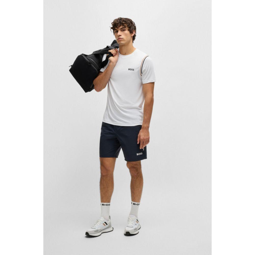 Hugo Boss Active waffle-structure T-shirt with signature stripes