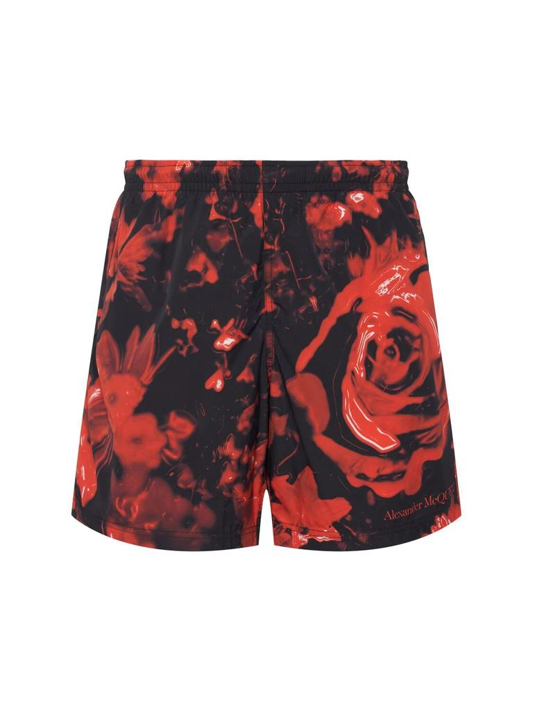 Alexander McQueen Wax Floral Print Nylon Swim Shorts 1