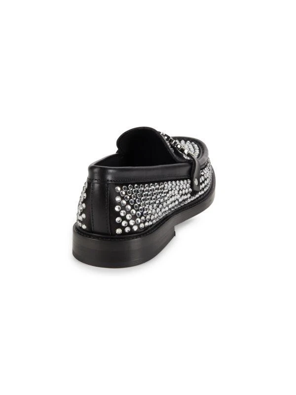 Moschino Crystal Embellished Logo Leather Loafers 3