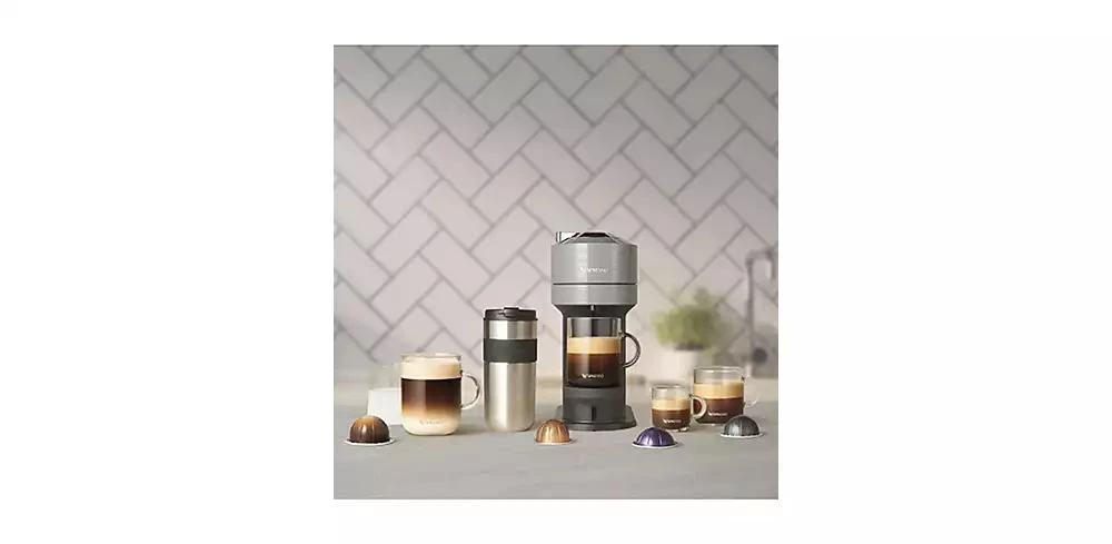 Nespresso Vertuo Next Deluxe Coffee and Espresso Machine by De'Longhi, Chrome with Aeroccino Milk Frother 4