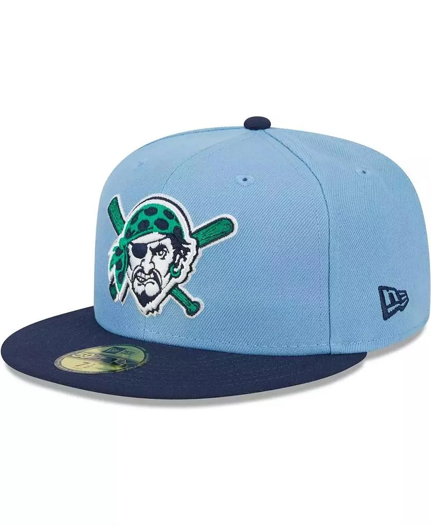 New Era Men's Light Blue, Navy Pittsburgh Pirates Green Undervisor 59FIFTY Fitted Hat 3
