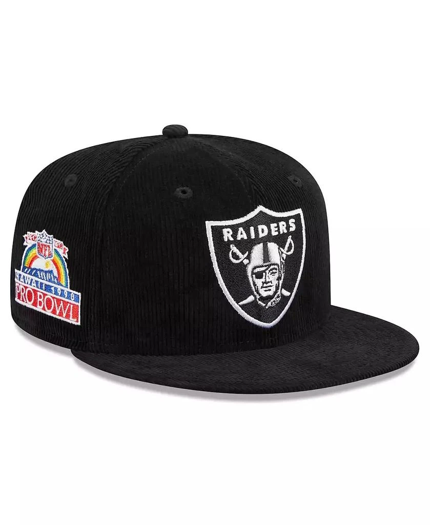 New Era Men's Black Las Vegas Raiders Throwback Cord 59FIFTY Fitted Hat 1