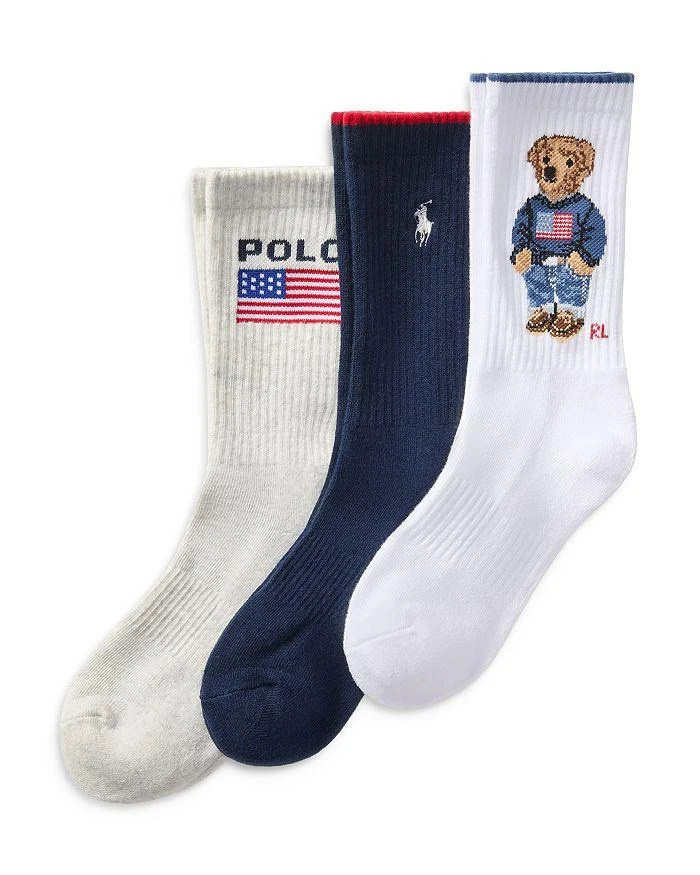 Ralph Lauren Core Flag Bear Socks, Pack of 3