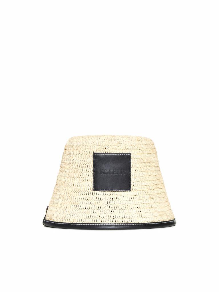 ハット Jacquemus 'Le Bob Soli' Bucket Hat Le Bob Soli logo raffia bucket hat in white - Jacquemus