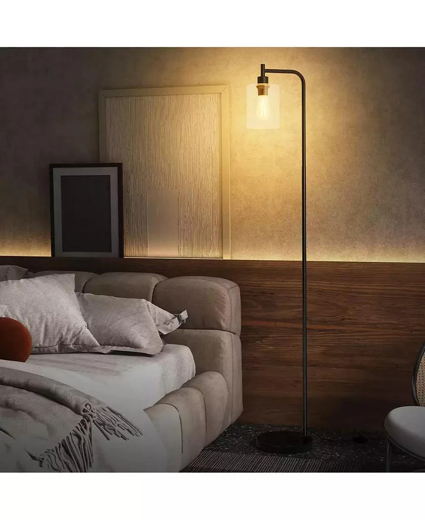Slickblue Modern Floor Lamp with Hanging Glass Shade and Foot Switch for Living Room 3