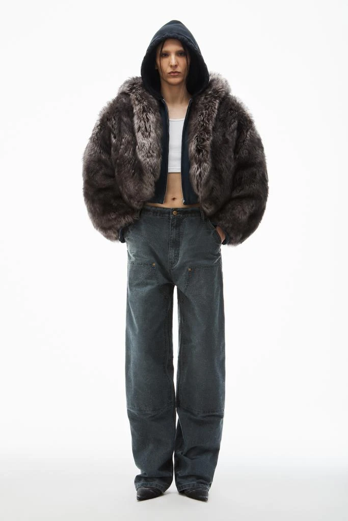 Alexander Wang crystal hotfix high waisted workwear carpenter pants in cotton 1