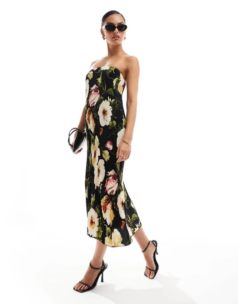 Abercrombie & Fitch Abercrombie & Fitch Emerson strapless printed maxi dress in pink 1