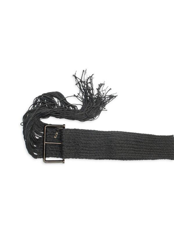 MM6 Maison Margiela Woven Tassel Belt In Black Cotton And Linen