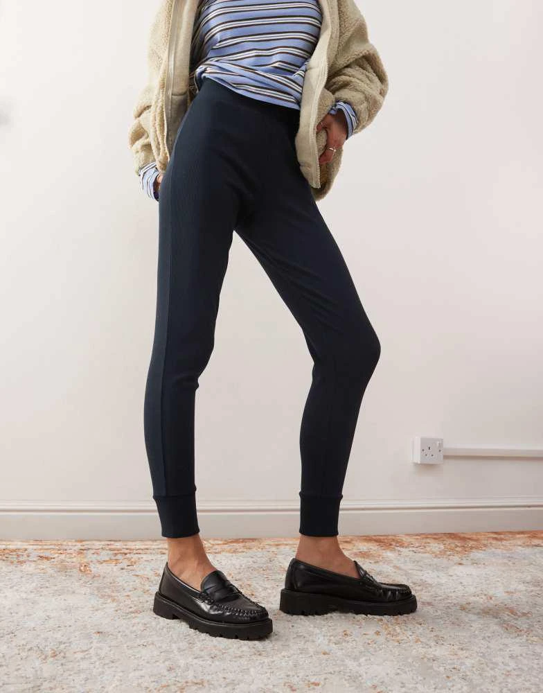 COLLUSION COLLUSION heavyweight ribbed legging in dark grey with deep cuff 4