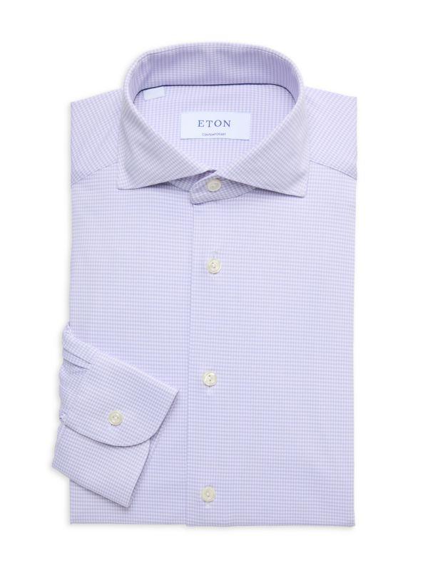 Eton Contemporary Fit Mini Checked Dress Shirt