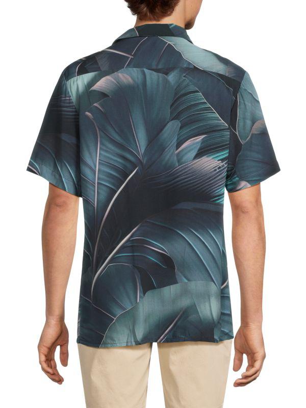 Original Paperbacks Rio Leaf Print Camp Shirt