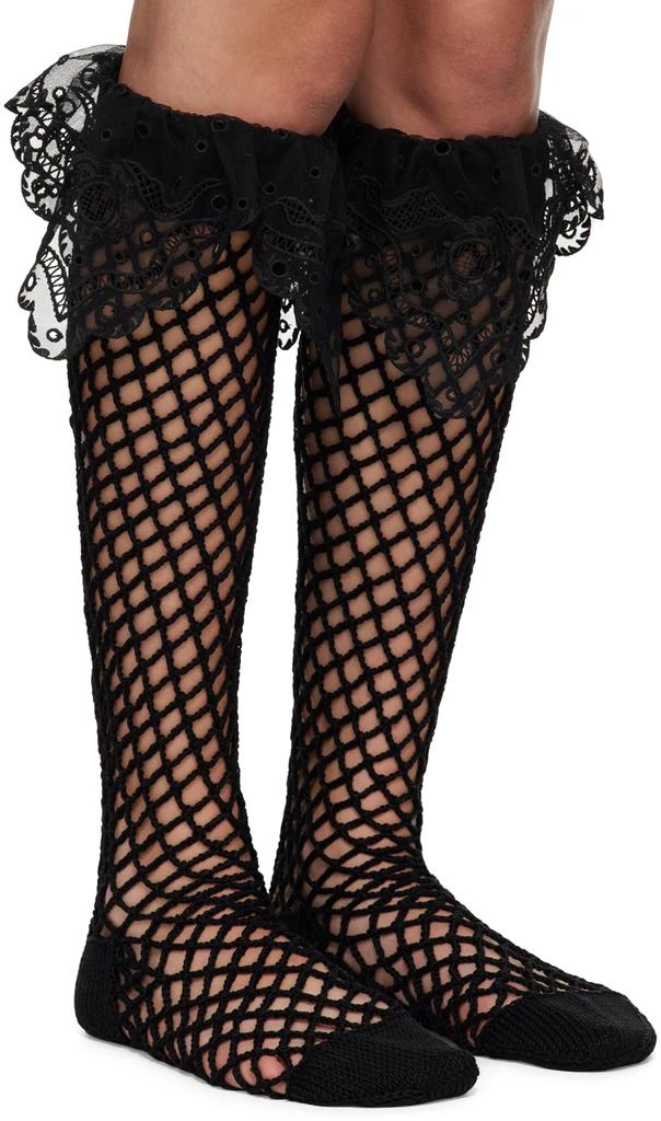 CHOPOVA LOWENA Black Crochet Net Socks 4