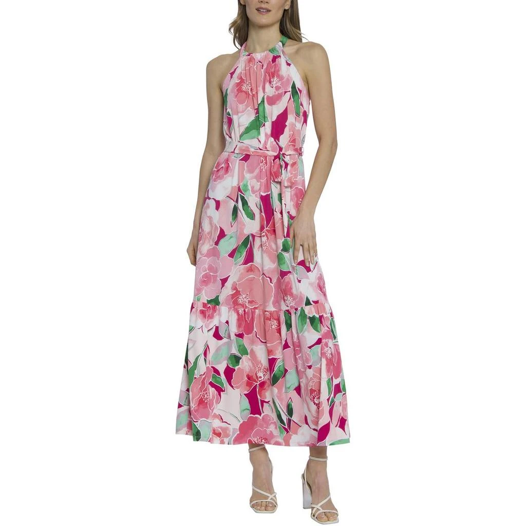 Maggy London Womens Floral Print Polyester Halter Dress 1