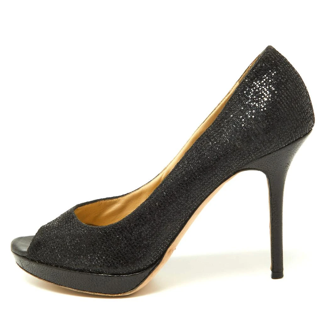 Jimmy Choo Jimmy Choo Black Glitter Fabric and Leather Luna Platform Pumps Size 39 1
