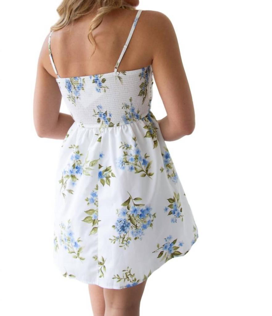 Blu Pepper Floral Pleated Babydoll Sundress In Blue