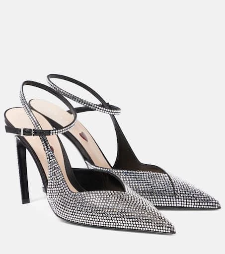 Gucci Crystal-embellished satin pumps 1