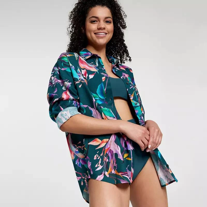 CALIA CALIA Women's Oversized Long Sleeve Button Down Cover Up 1