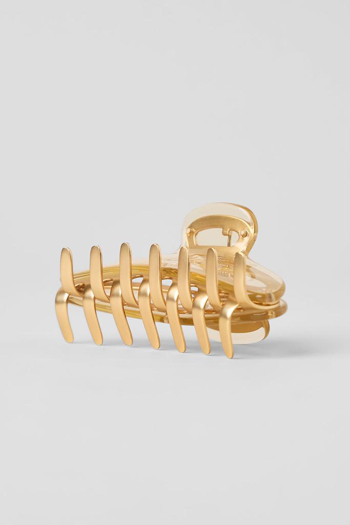 Alo Acrylic Illusion Claw Clip - Clear/Gold - Fashion Accessories