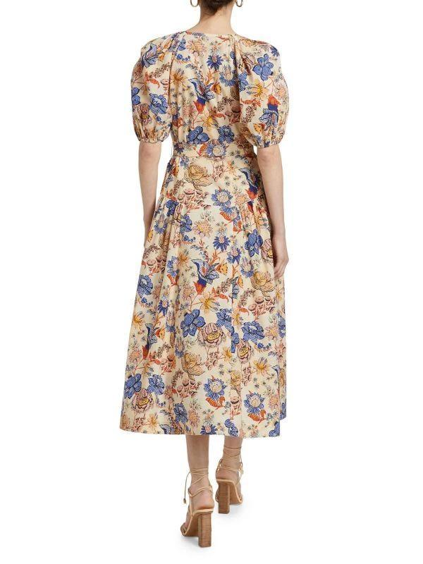 Ulla Johnson Carina Floral Cotton Tie-Waist Midi-Dress 2