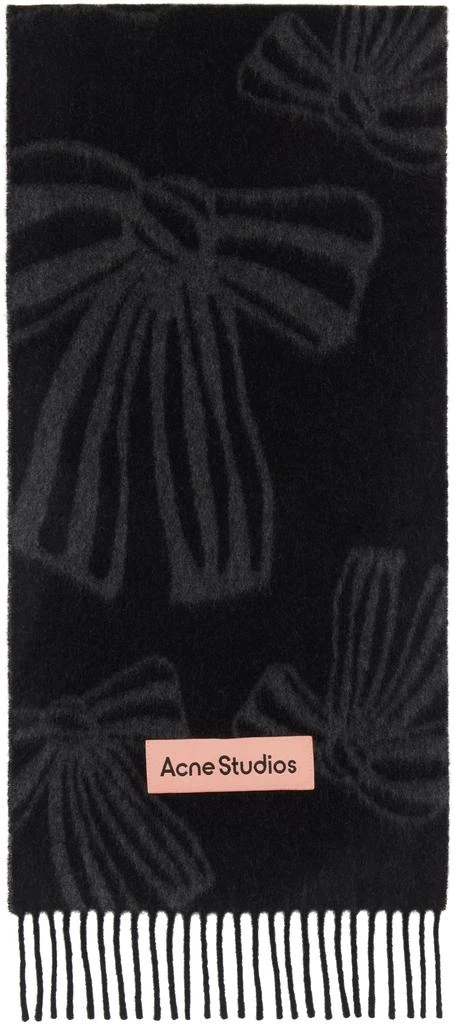 Acne Studios Black Cashmere Jacquard Scarf 1