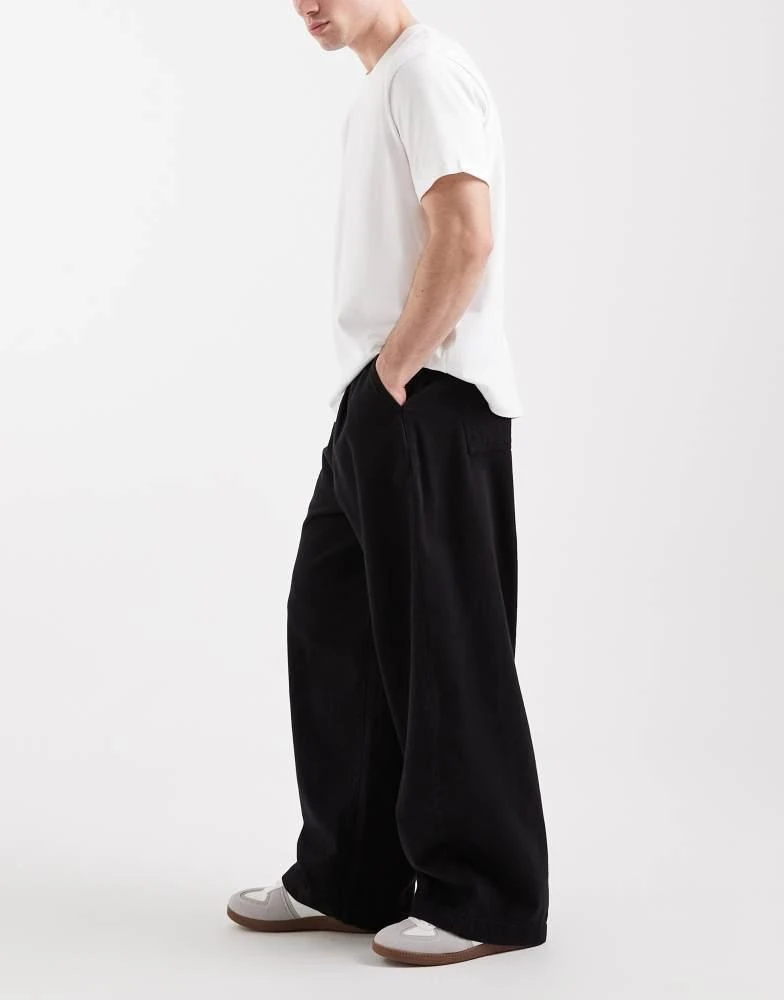 ASOS ASOS DESIGN oversized baggy trousers in black with pleats 3
