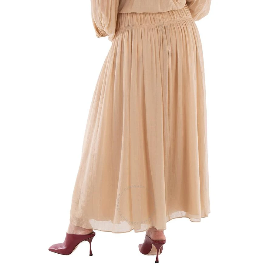 Chloé Ladies Barley Brown Wool Flared Long Skirt 3