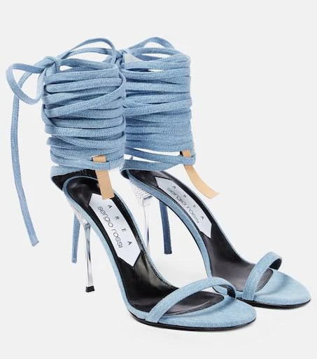 AREA x Sergio Rossi Marquise denim sandals 1