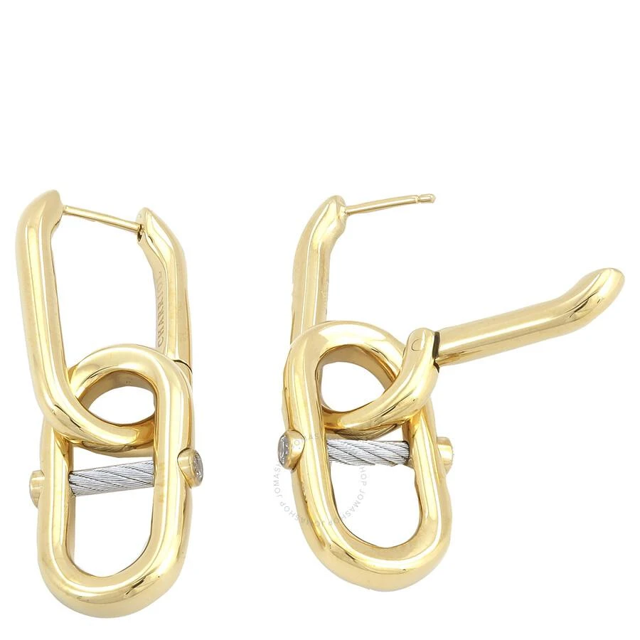 Charriol St. Tropez Mariner Yellow Gold Steel Chain Link Earrings 3