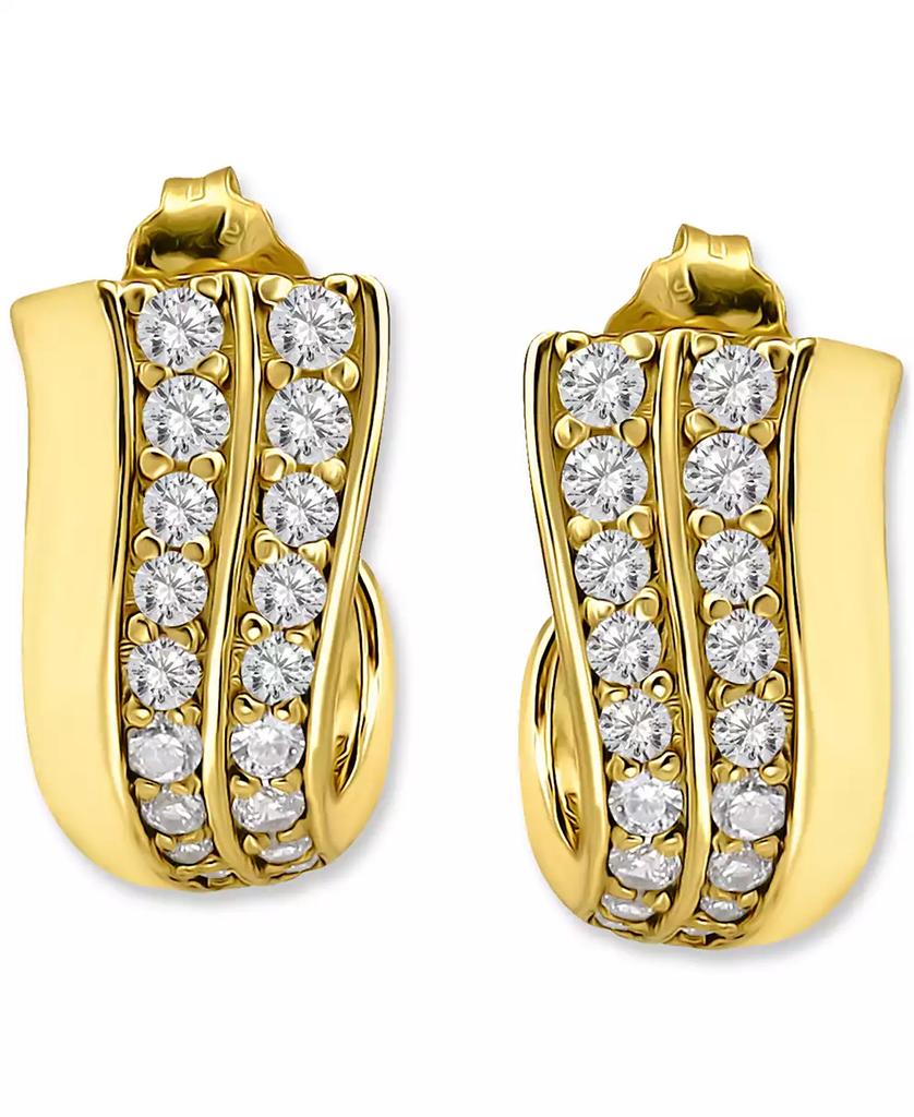 Giani Bernini Pavé Cubic Zirconia J Hoop Earrings (7/8 ct. t.w.) in 18k Gold Over Sterling Silver, Exclusively at Macy's