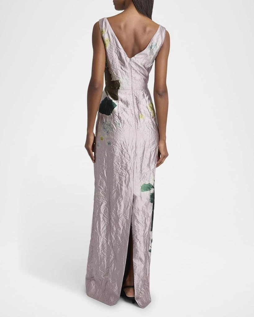 Erdem Floral Crinkle-Effect Boatneck Gown 3