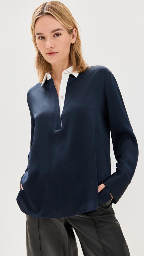 Vince Cap Sleeve Button Down Blouse Coastal-Blue XL - Shirts