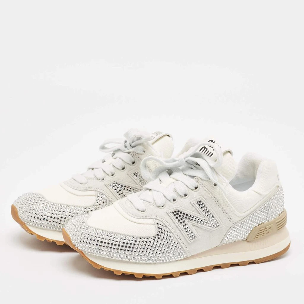 Miu Miu Miu Miu x New Balance 574 White Suede and Denim Sneakers Size 37 2