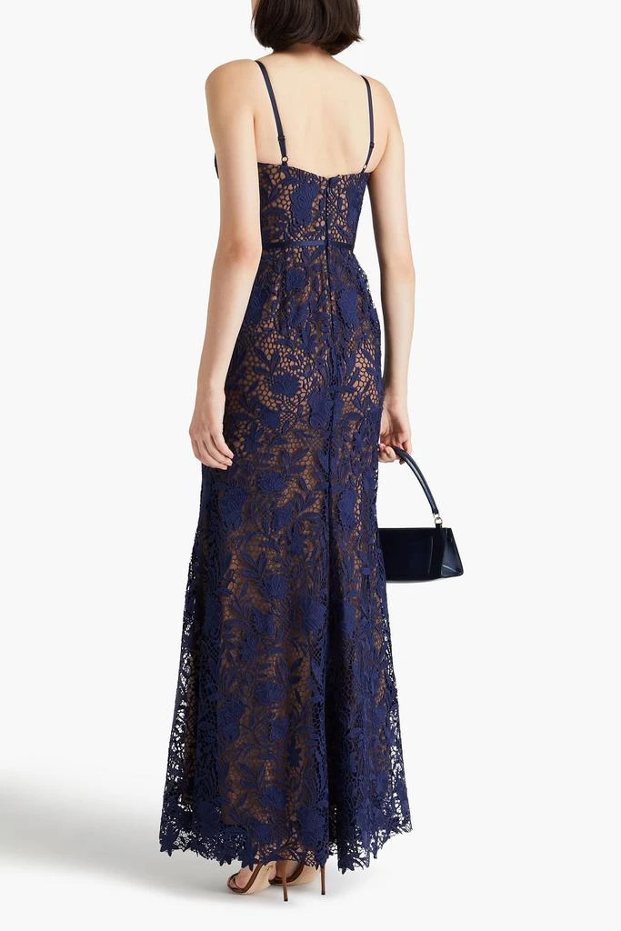 MARCHESA Satin-trimmed guipure lace and tulle gown 3