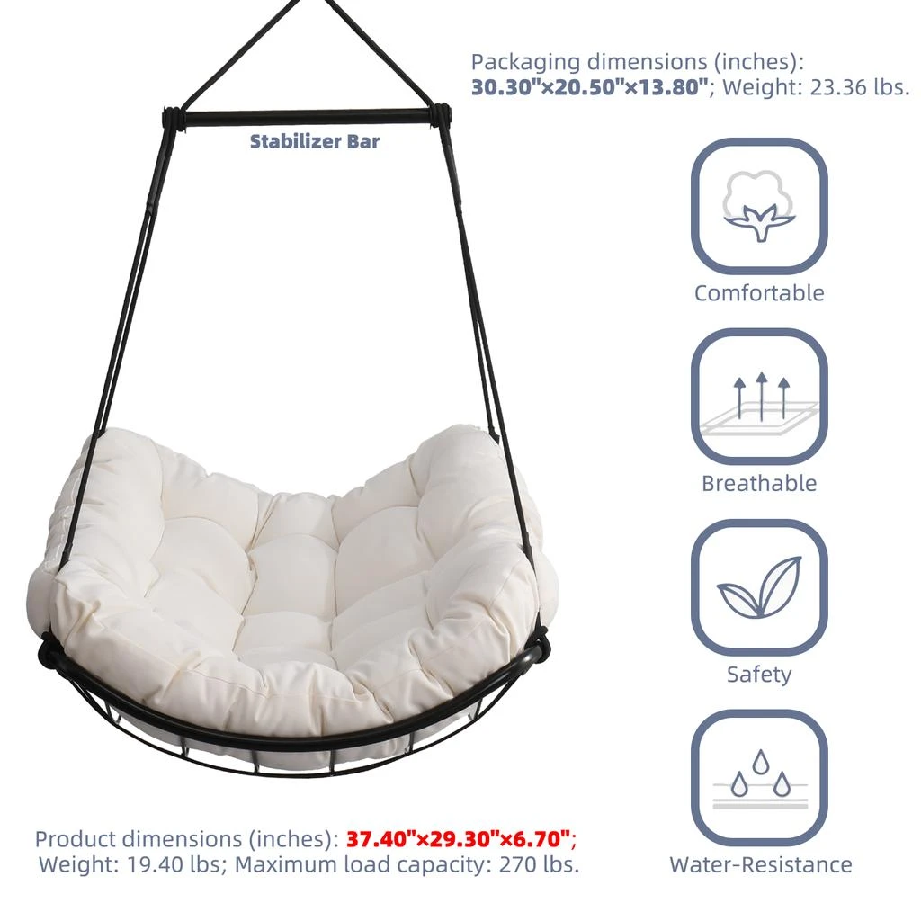 Streamdale Furniture Streamdale Hammock Chair Swing with Cushion - Outdoor/Indoor 5