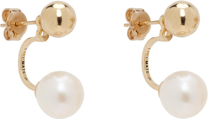 MATEO Gold Ball Pearl Drop Earrings