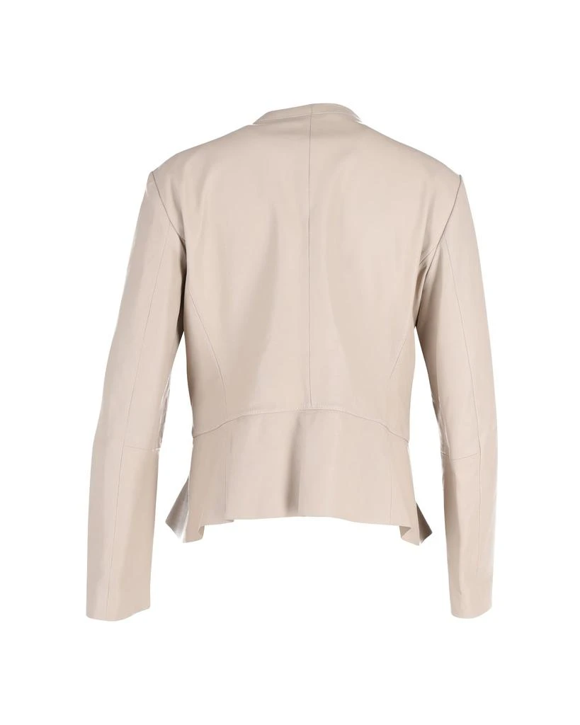 Hugo Boss Zip Peplum Jacket in Cream Lambskin Leather 3