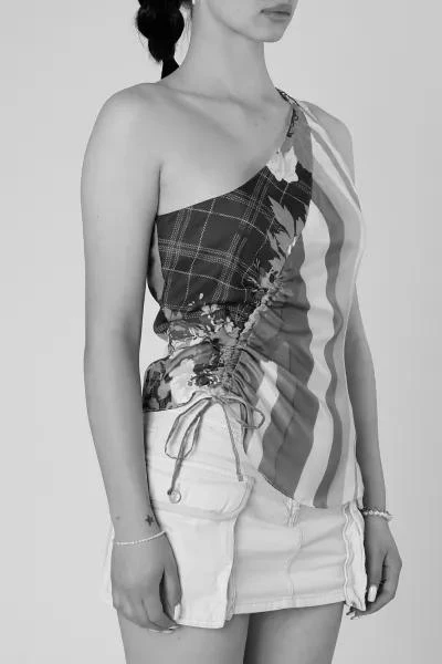 Frankie Collective Rework Silk Scarf Ruche Tank 028 4